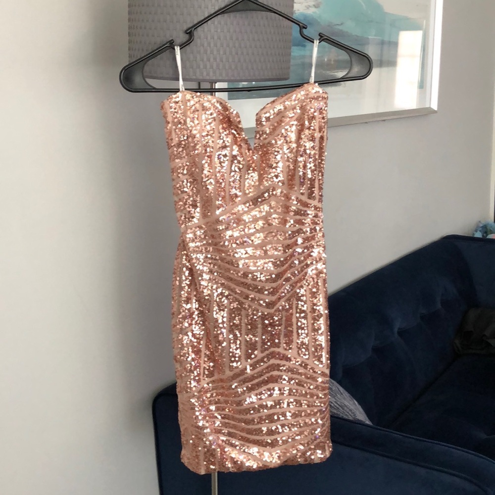 New w/ Tag Gold Sequence Mini Dress
